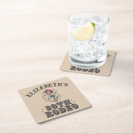 Porta-copo De Papel Quadrado Vintage Retro Cowgirl 30th Birthday Party