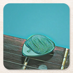 Porta-copo De Papel Quadrado Vintage retro guitarra trabalho de arte para guita
