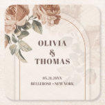 Porta-copo De Papel Quadrado Vintage rosas de aquarela de cobre<br><div class="desc">Estas rosas de casamentos de coquetéis de cobre são a adição perfeita a qualquer decoração de casamento elegante e sofisticada. A combinação das matizes de cobre ricas e a delicada técnica de aquarela cria um efeito visual espantoso que impressionará seus convidados. Os tons castanhos de sábio adicionam um toque de...</div>