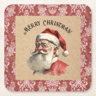 Porta-copo De Papel Quadrado Vintage Santa Claus Natal