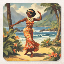 Vintage Style Havaiana Viagem Hula Girl Dançando