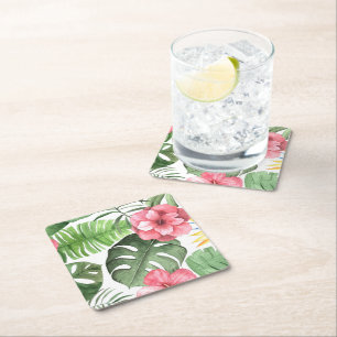 Porta-copo De Papel Quadrado Vintage Tropical