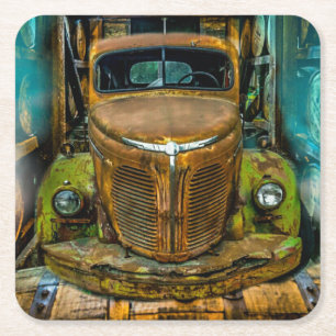 Porta-copo De Papel Quadrado Vintage Truck Whiskey Barrels