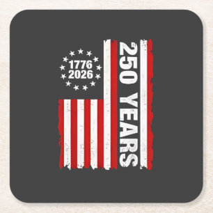 Porta-copo De Papel Quadrado Vintage USA Semiquincentenal 250º Aniversário