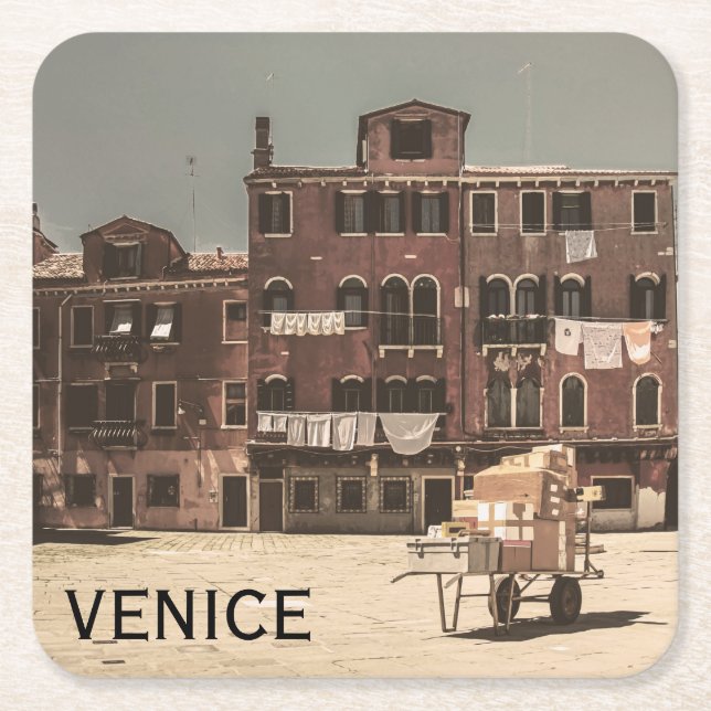 Porta-copo De Papel Quadrado Vintage Venice (Frente)