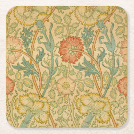 Porta-copo De Papel Quadrado Vintage William Morris Pink e Rosa