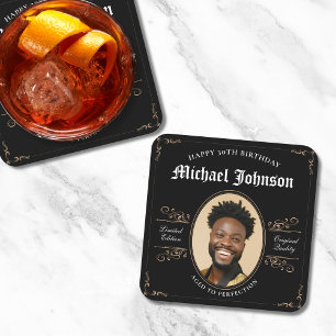 Porta-copo De Papel Quadrado Vintagem Clássica de aniversário de 30 anos para P