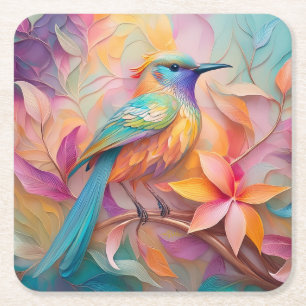 Porta-copo De Papel Quadrado Violet Throed Songbird Fantasy Bird