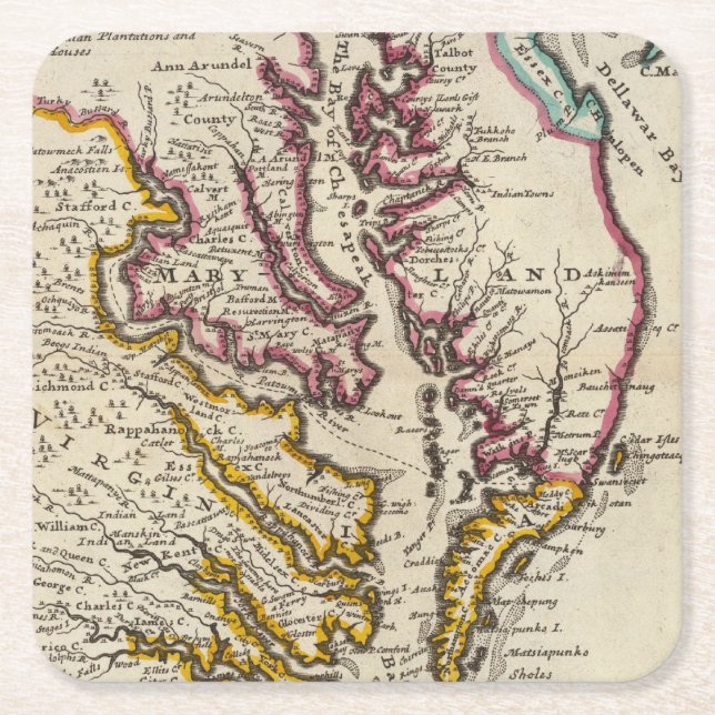 Porta-copo De Papel Quadrado Virgínia e Maryland (Frente)