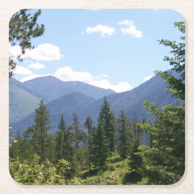 Porta-copo De Papel Quadrado Visão Cênnica da Paisagem de Montana (Frente)