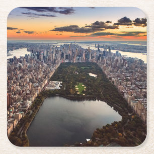Porta-copo De Papel Quadrado Vista aérea do Central Park no Sunset