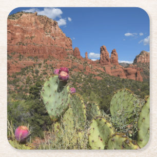 Porta-copo De Papel Quadrado Vista de montículos gêmeos Sedona, arizona
