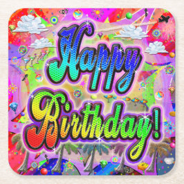 Porta-copo De Papel Quadrado Vista Express Aniversário Papel Coaster