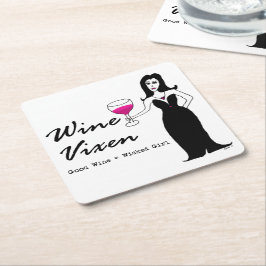 Porta-copo De Papel Quadrado Vixen "bom vinho do vinho = menina má "