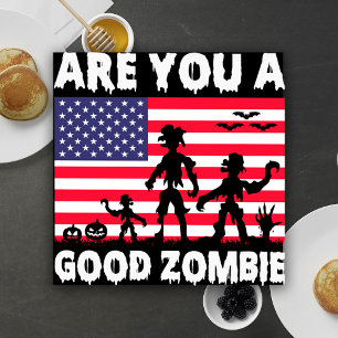 Porta-copo De Papel Quadrado Você É Um Bom Zombie USA Flag Spooky Halloween?