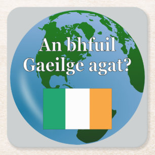 Porta-copo De Papel Quadrado Você fala irlandês? Em irlandês. Sinalizador e glo