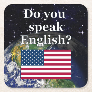 Porta-copo De Papel Quadrado Você fala o inglês? em inglês. Bandeira & terra