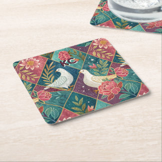 Porta-copo De Papel Quadrado Vovas brancas elegantes, cor-de-rosa, planas e geo