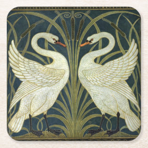 Porta-copo De Papel Quadrado Walter Crane Swan & Rush e Iris Vitoriano