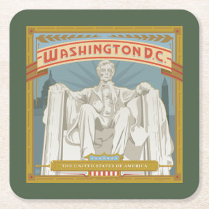 Porta-copo De Papel Quadrado Washington DC   Memorial Lincoln