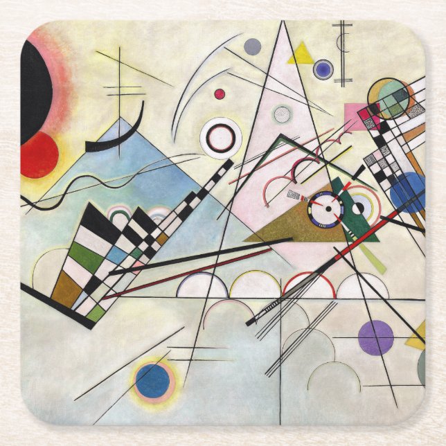 Porta-copo De Papel Quadrado WASSILY KANDINSKY - Composição VIII 1923 (Frente)