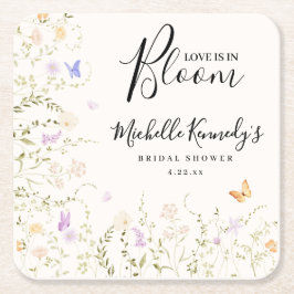 Porta-copo De Papel Quadrado Watercolor Floral Love Is In Bloom Bridal Shower