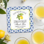 Porta-copo De Papel Quadrado Watercolor Lemon Blue Azulejo Limoncello Casamento<br><div class="desc">Elegante Watercolor Lemon Azulejo Azul Casamento Limoncello Limoncello Agradecemos Portas copos</div>