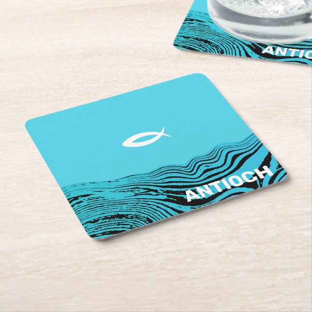 Porta-copo De Papel Quadrado Wavy Watts Jesus Fish (Inclinado)