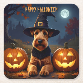 Porta-copo De Papel Quadrado Welsh Terrier Halloween