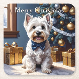 Porta-copo De Papel Quadrado West Highland White Terrier Natal