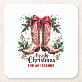 Porta-copo De Papel Quadrado Western Theme Howdy Christmas Cowgirl Boots