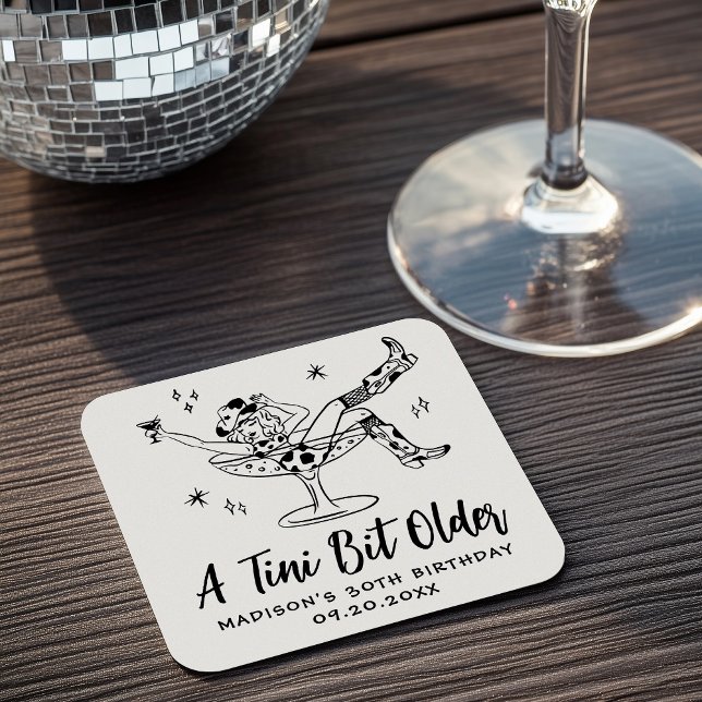 Porta-copo De Papel Quadrado Whimsical A Tini Bit Antiga Festa de aniversário (Criador carregado)