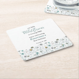 Porta-copo De Papel Quadrado Whimsical Boho Color Wildflower 1st Birthday Party