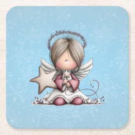 Porta-copo De Papel Quadrado Whimsical Christmas Angel