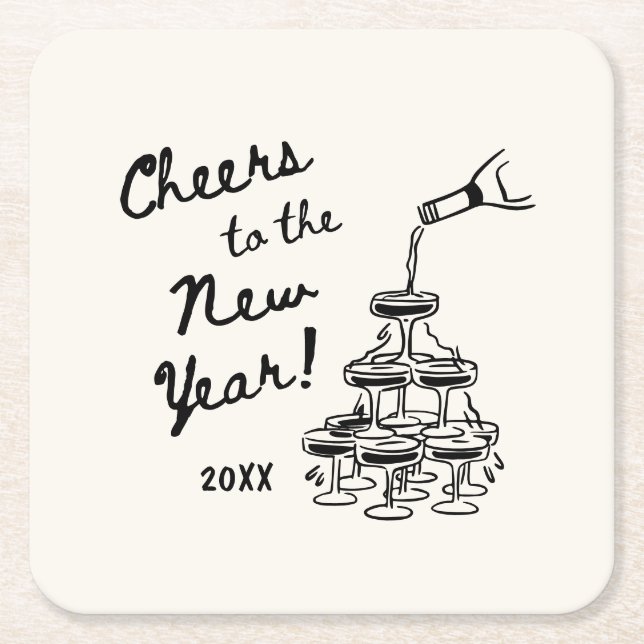 Porta-copo De Papel Quadrado Whimsical Disco Ball New Year's Eve Party (Frente)