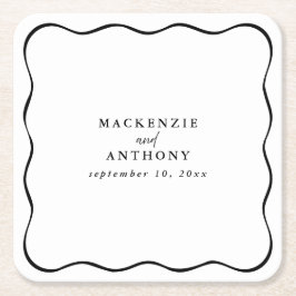 Porta-copo De Papel Quadrado Whimsical personalizado de Quadro de Onda Preto e 