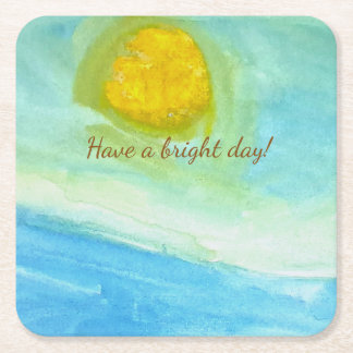 Porta-copo De Papel Quadrado Whimsical Sun Watercolor "Have a Bright Day"