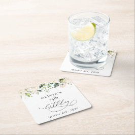 Porta-copo De Papel Quadrado White Flowers, Cream Flowers, Boho, Birthday