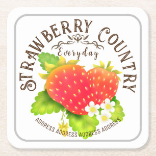 Porta-copo De Papel Quadrado White Strawberry