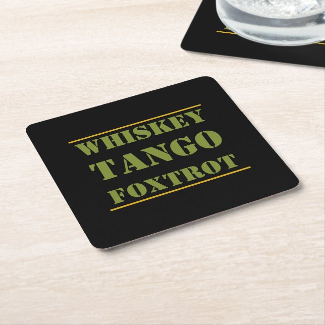 Porta-copo De Papel Quadrado Whkey Tango Foxtrot WTF (Inclinado)