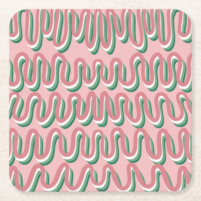 Porta-copo De Papel Quadrado Wiggle Coaster (Frente)