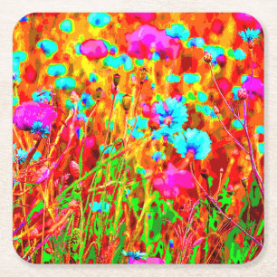 Porta-copo De Papel Quadrado Wild Meadow em Bloom Pop Art