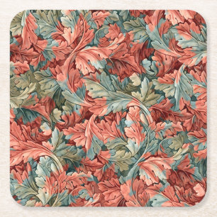 Porta-copo De Papel Quadrado William Morris Acanto Ferrugem Vermelho Sage Verde