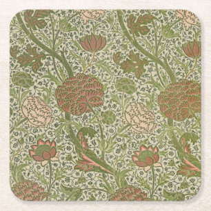 Porta-copo De Papel Quadrado William Morris Cray Sage Flower Floral Botânica