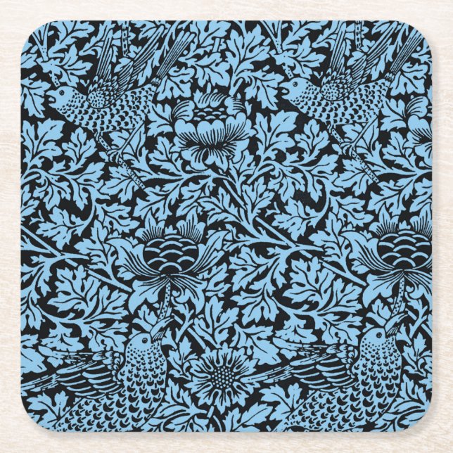 Porta-copo De Papel Quadrado William Morris Floral Pattern Bird Anenome (Frente)