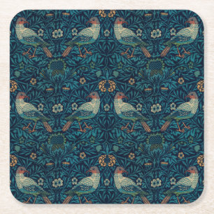 Porta-copo De Papel Quadrado William Morris Flores Antigas Pássaros
