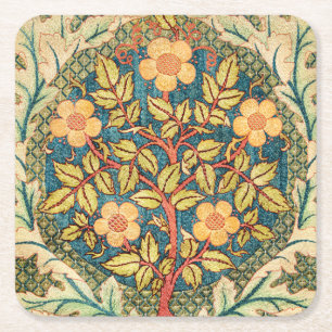 Porta-copo De Papel Quadrado William Morris Rosa Wreath