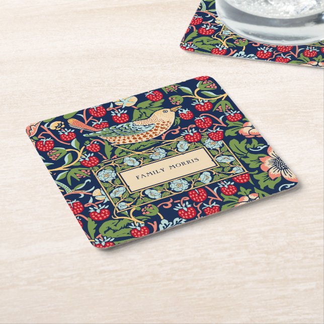 Porta-copo De Papel Quadrado William Morris Strawberry Thief (Inclinado)