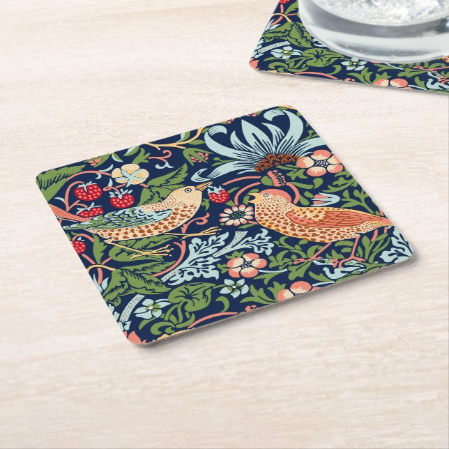 Porta-copo De Papel Quadrado William Morris Strawberry Thief (Inclinado)