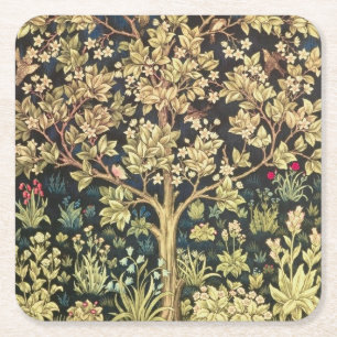 Porta-copo De Papel Quadrado William Morris Tree Of Life Floral Vintage Art